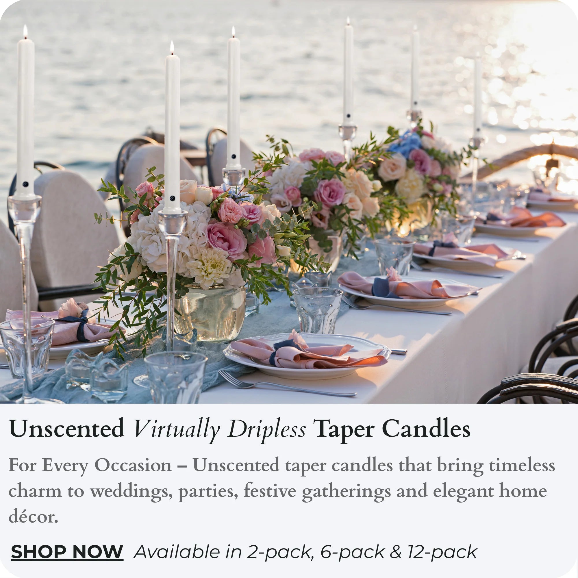 Unscented Virtually Dripless Taper Candles