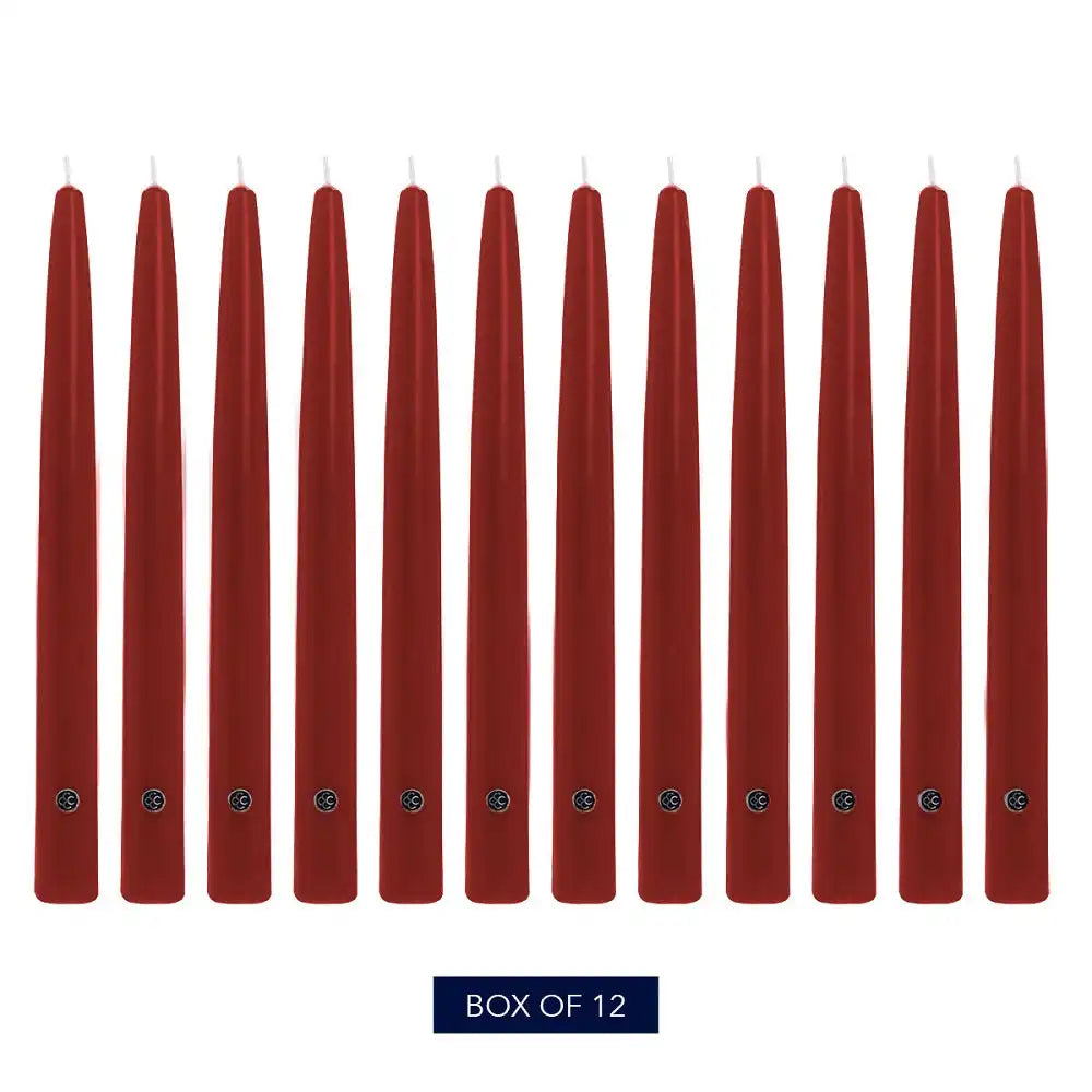 6" Traditional Cranberry Handipt Taper, 12 Pack