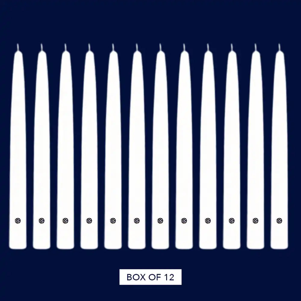 12" White Handipt Taper, 12 Pack