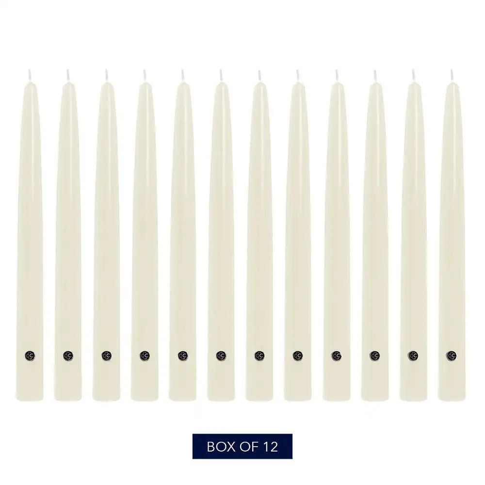 12" Ivory Handipt Taper, 12 Pack