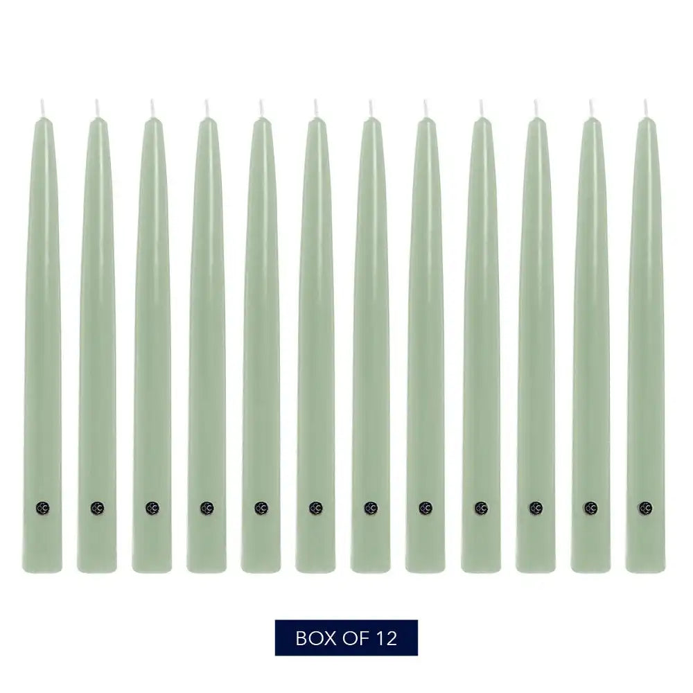 10" Colonial Green Handipt Taper, 12 Pack