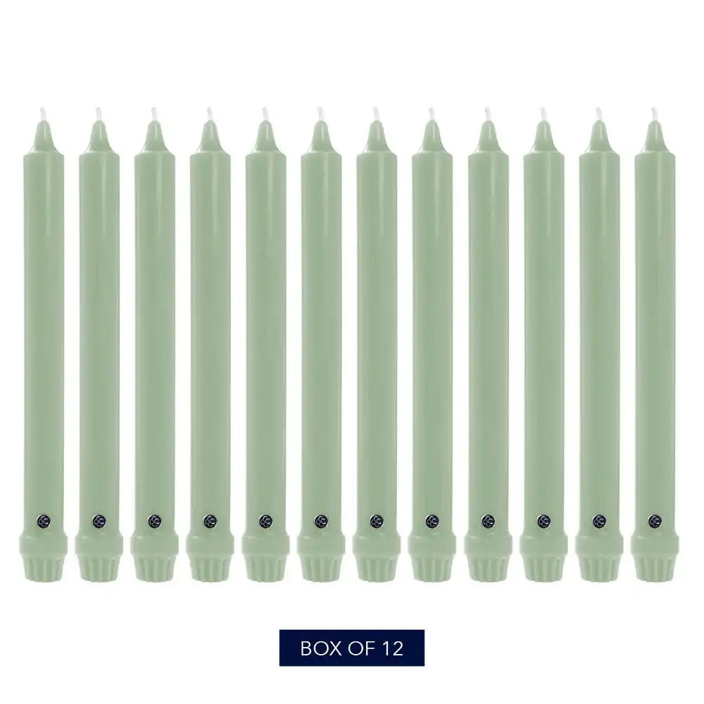 10" Colonial Green Classic Dinner Candle, 12 Pack