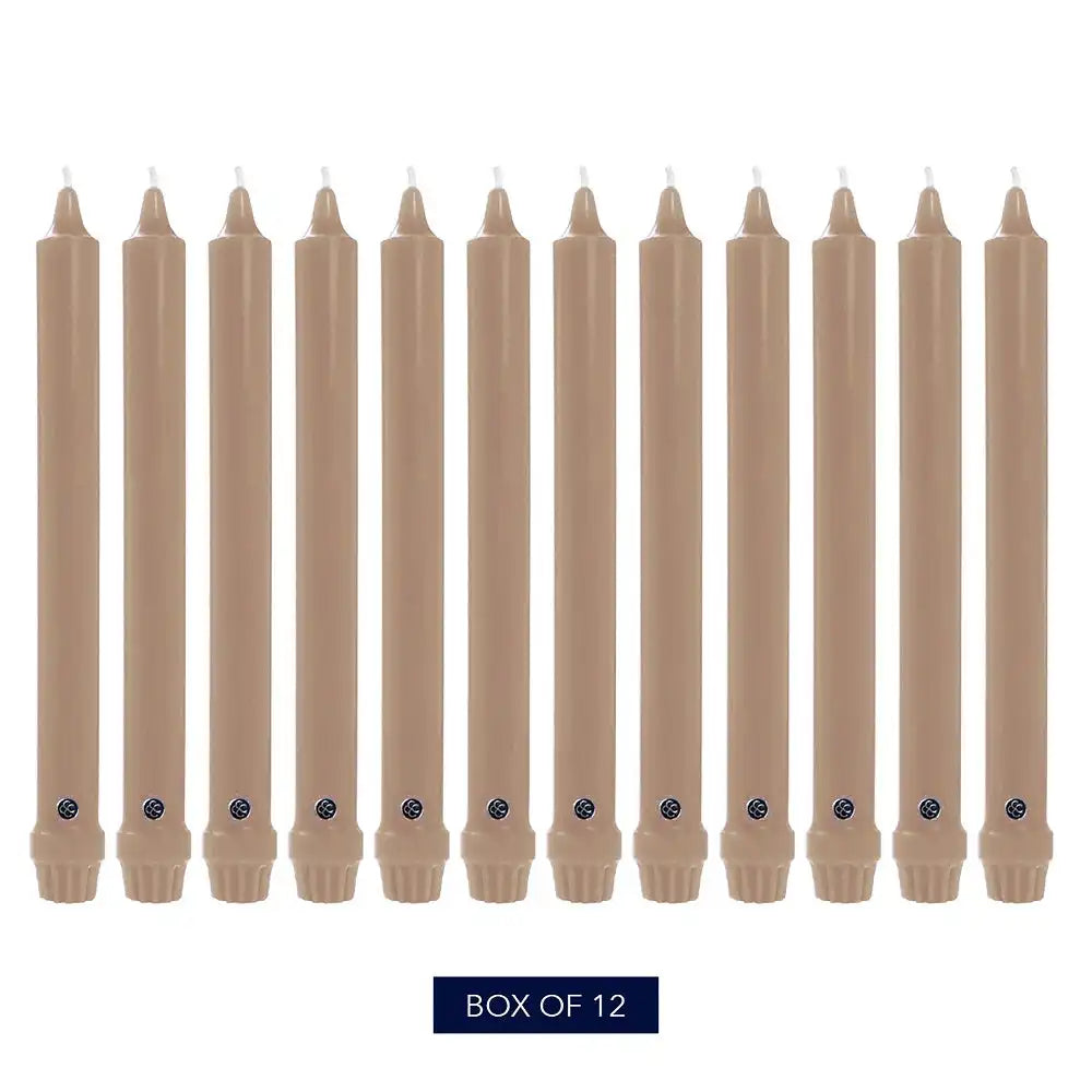 12" Mocha Classic Dinner Candle, 12 Pack