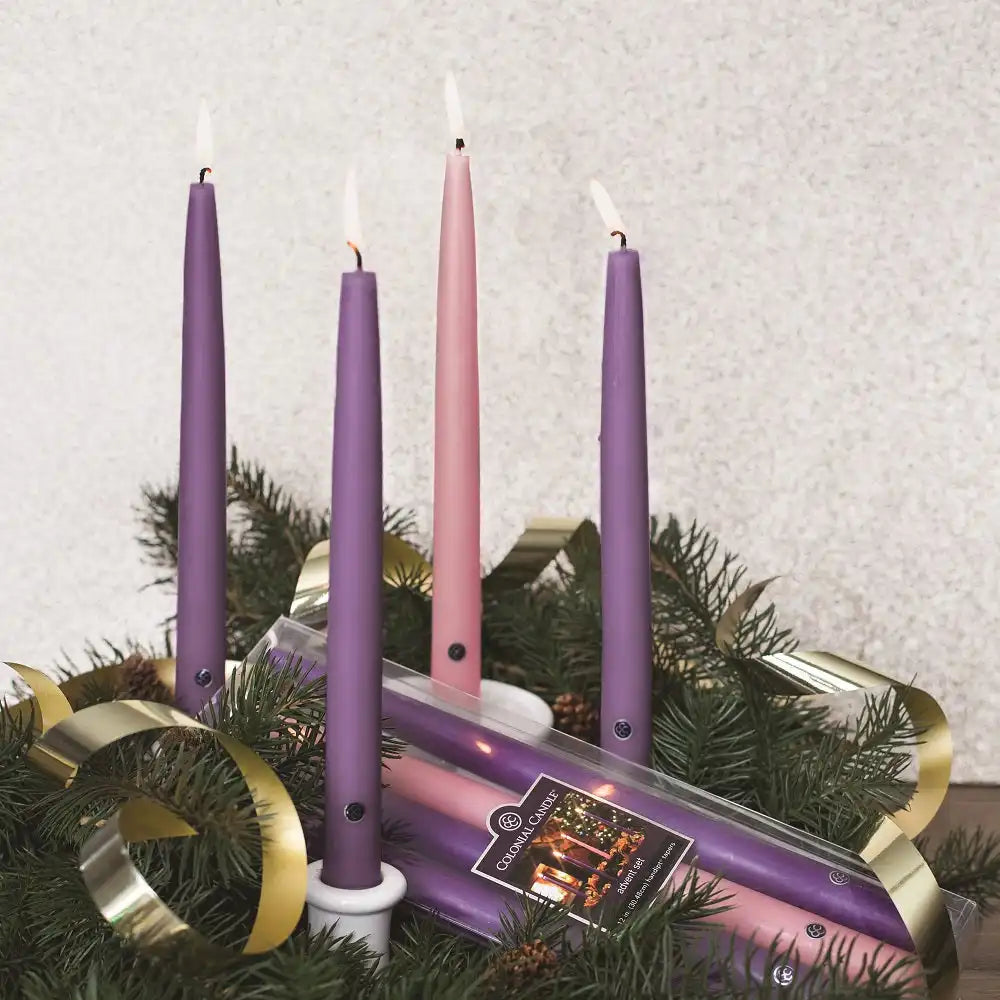 12" Multicolor Advent Taper, 4 Pack