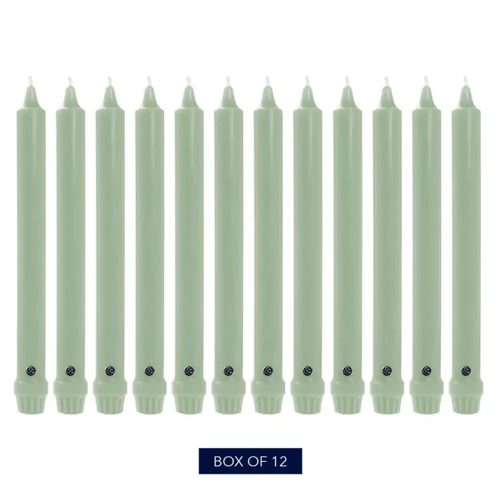 12" Colonial Green Classic Dinner Candle, 12 Pack