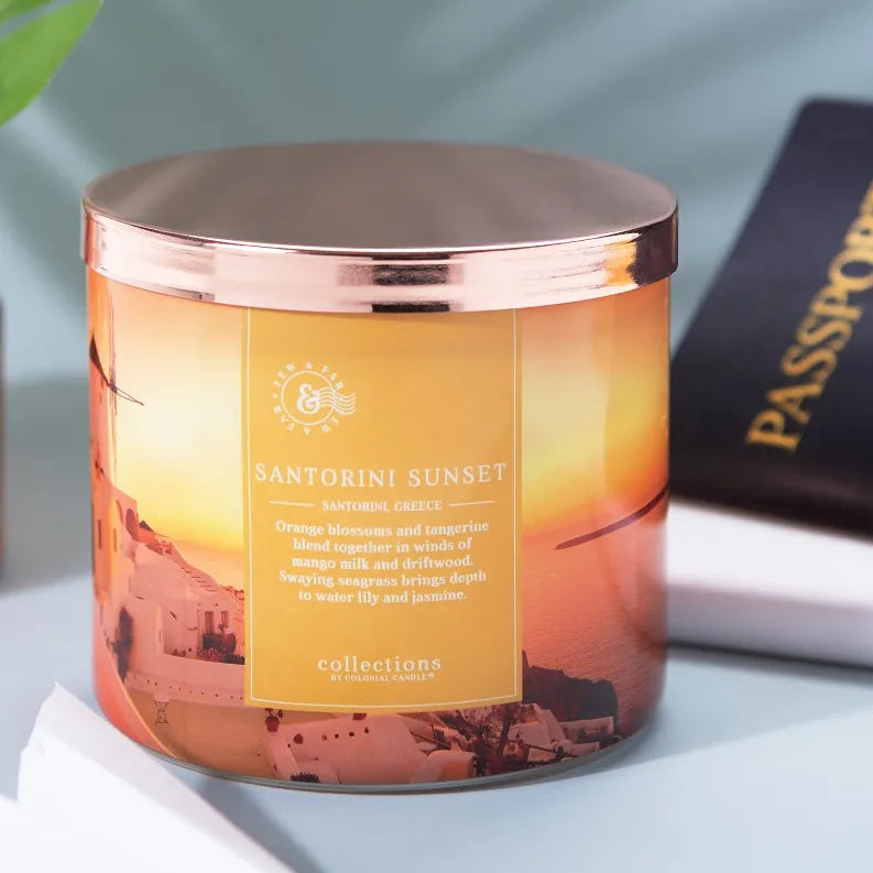 Santorini Sunset Candle, Travel Collection, 14.5 oz