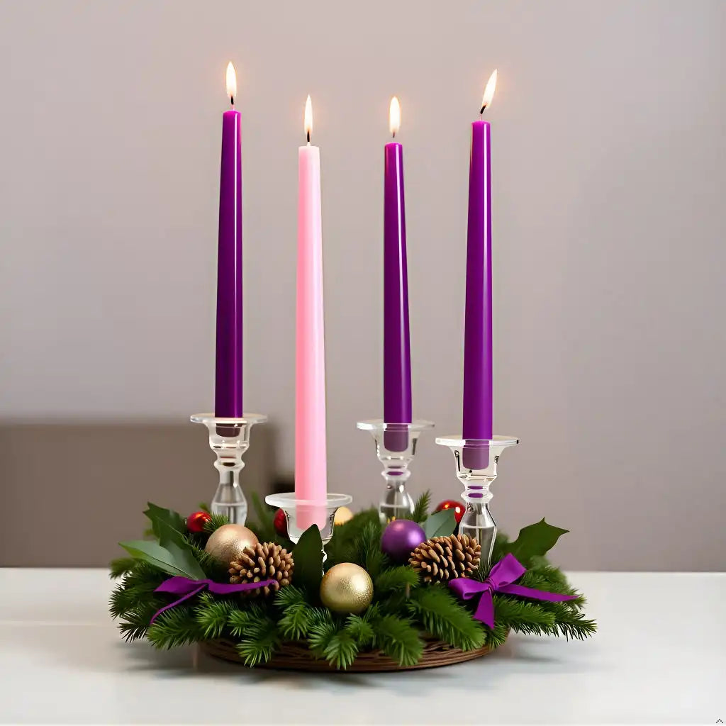 12" Multicolor Advent Taper, 4 Pack