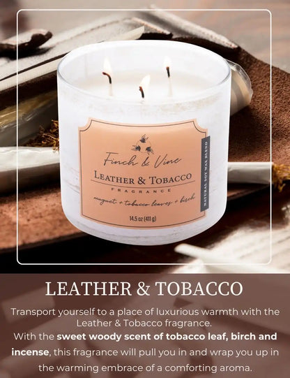 Leather & Tobacco, Finch & Vine, 14.5oz