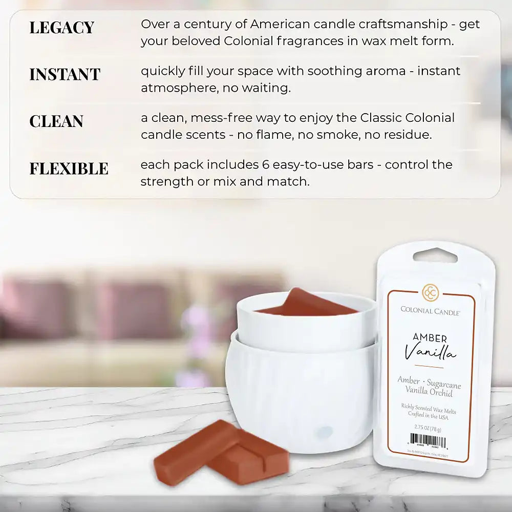 Amber Vanilla Wax Melt, 2.75 oz
