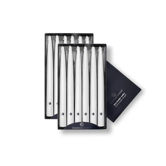 10" White Handipt Taper, 12 Pack