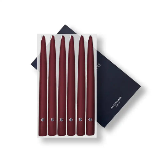 10" Traditional Cranberry Handipt Taper, 6 Pack