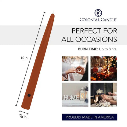 10" Amber Handipt Taper, 12 Pack