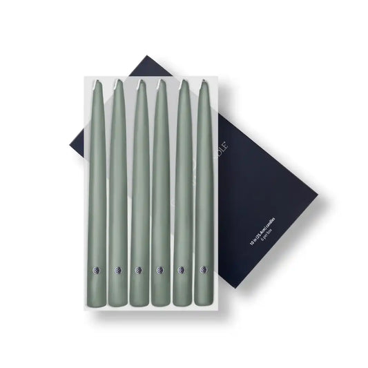 10" Colonial Green Handipt Taper, 6 Pack