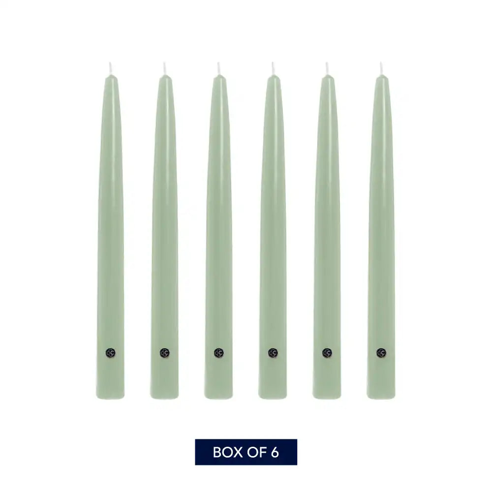 10" Colonial Green Handipt Taper, 6 Pack