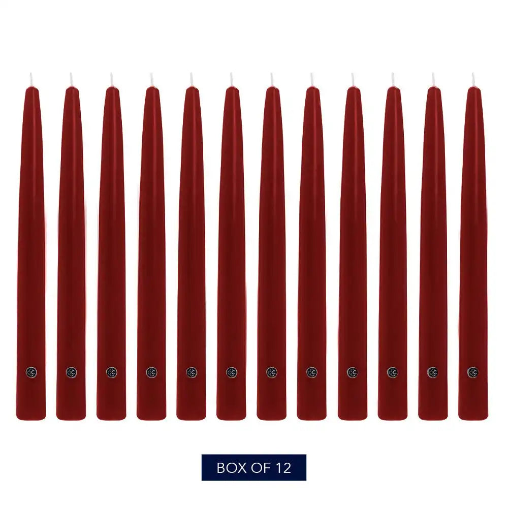 12" Traditional Cranberry Handipt Taper, 12 Pack