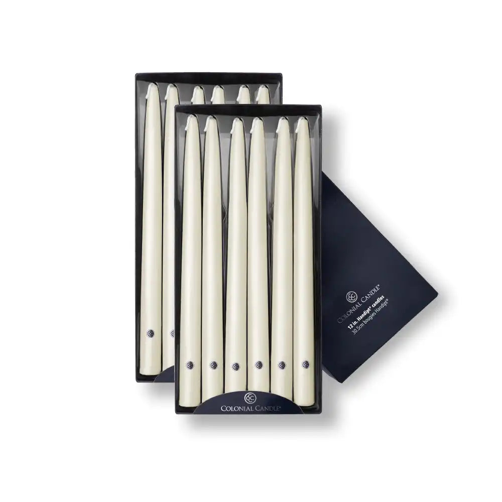 12" Ivory Handipt Taper, 12 Pack