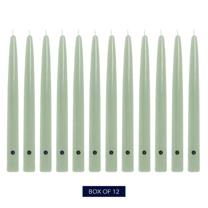 10" Colonial Green Handipt Taper, 12 Pack