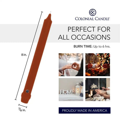 8" Amber Classic Dinner Candle, 12 Pack