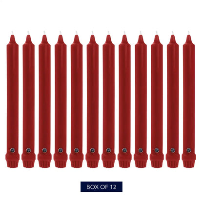 8" Red Classic Dinner Candle, 12 Pack