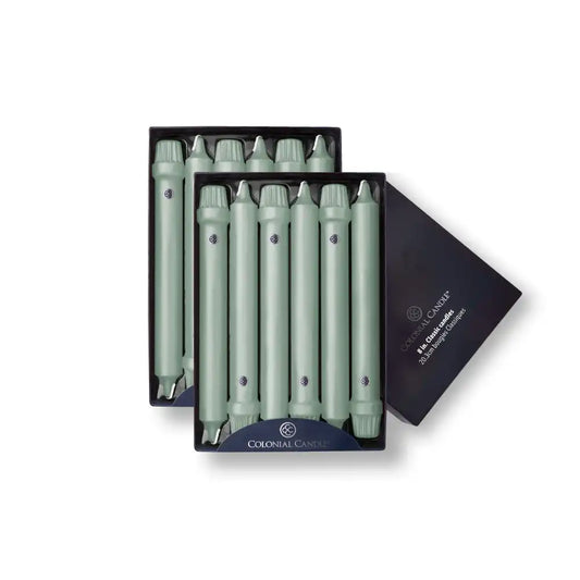 8" Colonial Green Classic Dinner Candle, 12 Pack
