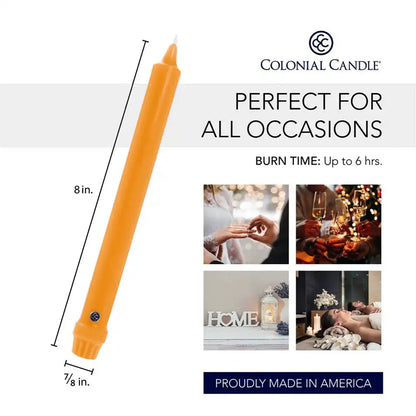 8" Caramel Classic Dinner Candle, 12 Pack