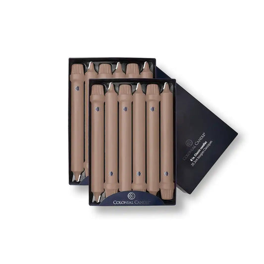 8" Mocha Classic Dinner Candle, 12 Pack