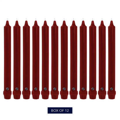 10" Traditional Cranberry Classic Dinner Candle, 12 Pack