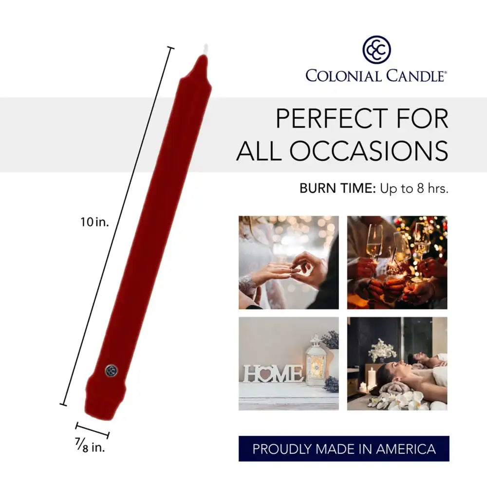 10" Traditional Cranberry Classic Dinner Candle, 12 Pack