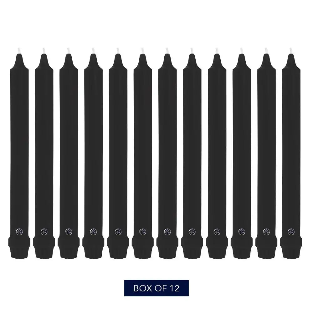 10" Black Classic Dinner Candle, 12 Pack