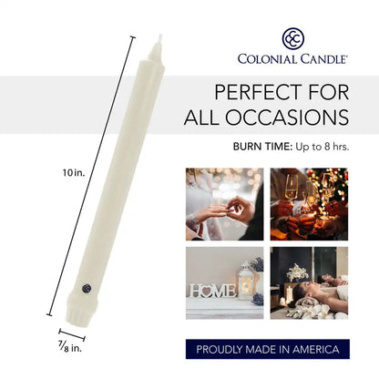 10" Ivory Classic Dinner Candle, 12 Pack