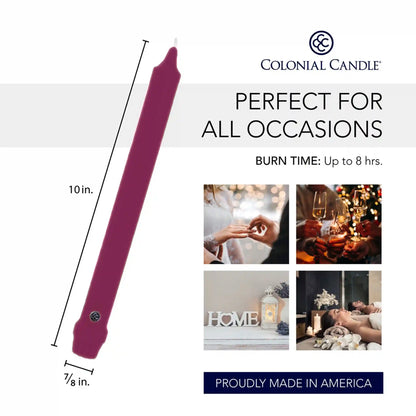 10" Mulberry Classic Dinner Candle, 12 Pack