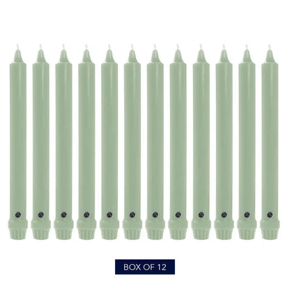 10" Colonial Green Classic Dinner Candle, 12 Pack