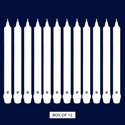 12" White Classic Dinner Candle, 12 Pack