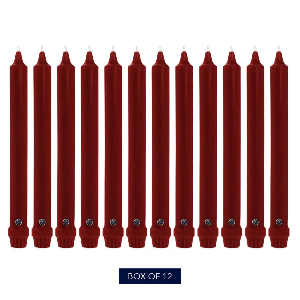 12" Traditional Cranberry Classic Dinner Candle, 12 Pack