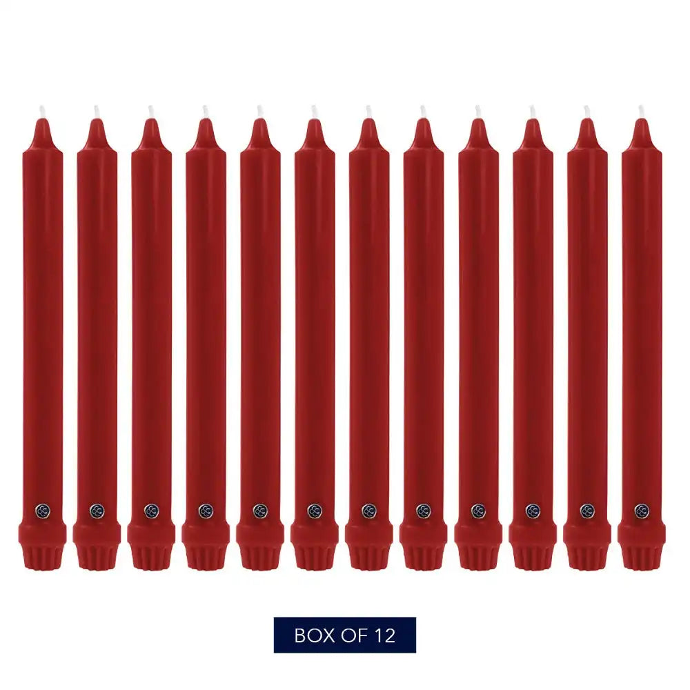 12" Red Classic Dinner Candle, 12 Pack
