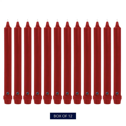 12" Red Classic Dinner Candle, 12 Pack