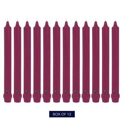 12" Mulberry Classic Dinner Candle, 12 Pack