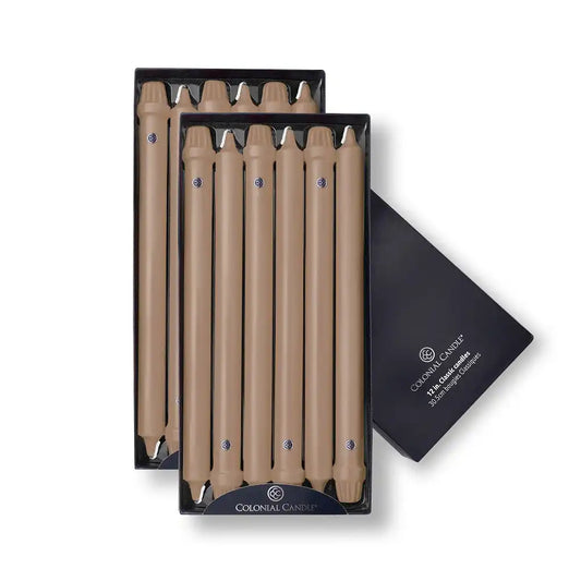 12" Mocha Classic Dinner Candle, 12 Pack