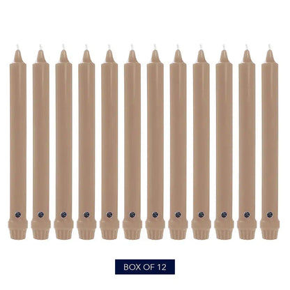 10" Mocha Classic Dinner Candle, 12 Pack