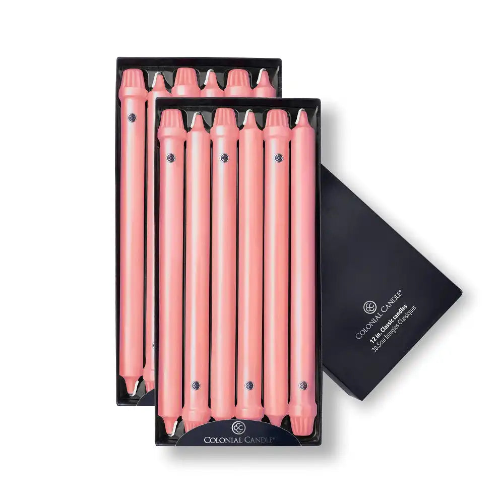 12" Peach Classic Dinner Candle, 12 Pack