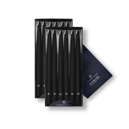 12" Black Handipt Taper, 12 Pack