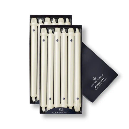 12" Ivory Classic Dinner Candle, 12 Pack