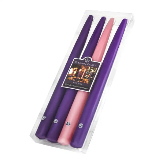 12" Multicolor Advent Taper, 4 Pack