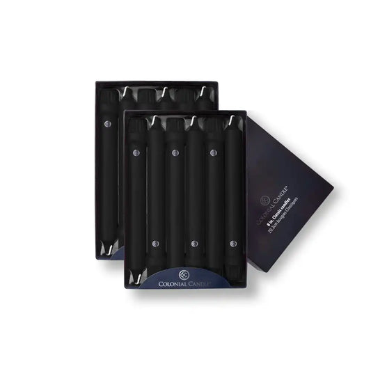 8" Black Classic Dinner Candle, 12 Pack