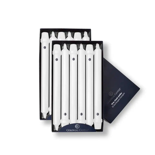 10" White Classic Dinner Candle, 12 Pack
