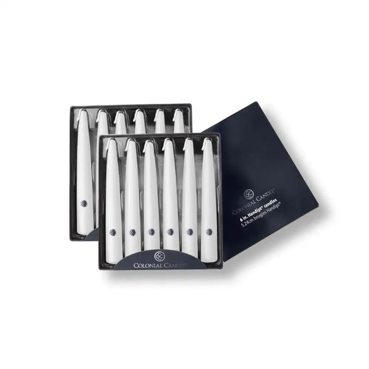 6" White Handipt Taper, 12 Pack