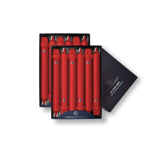 8" Red Classic Dinner Candle, 12 Pack