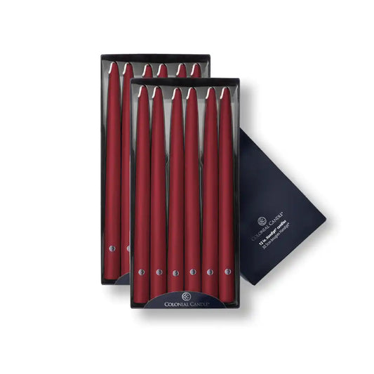 12" Traditional Cranberry Handipt Taper, 12 Pack