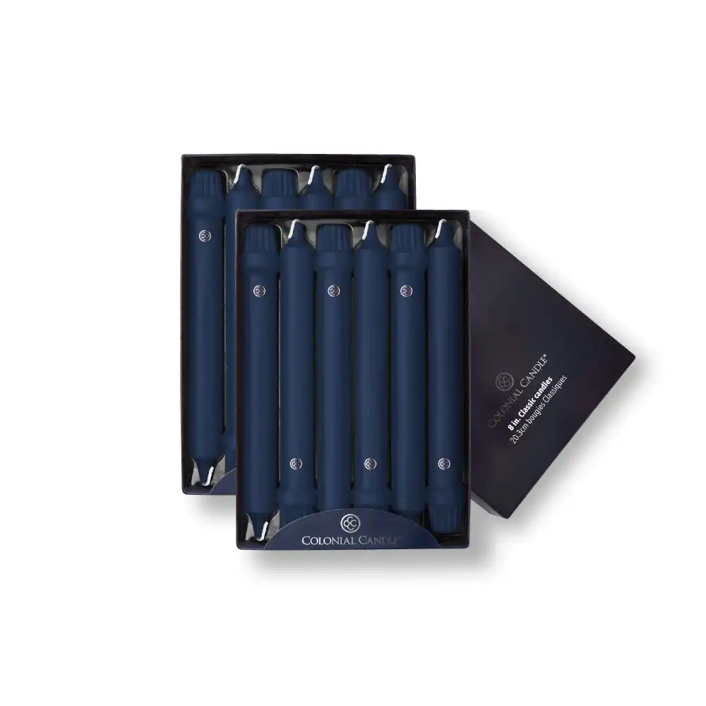 8" Indigo Classic Dinner Candle, 12 Pack