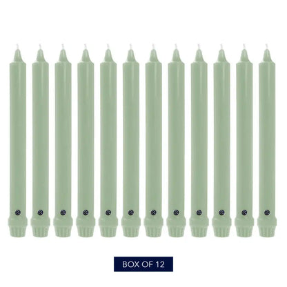 12" Colonial Green Classic Dinner Candle, 12 Pack